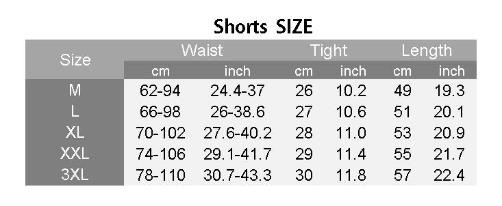 reflective short pants size