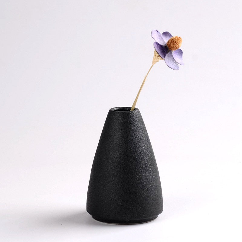 black ceramic vase