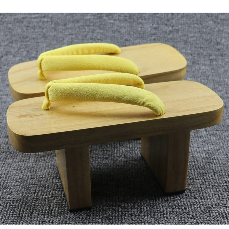white japanese wooden sandals