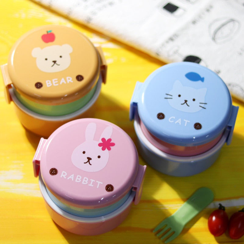 Cute Japanese Double-layer Round Bento Box
