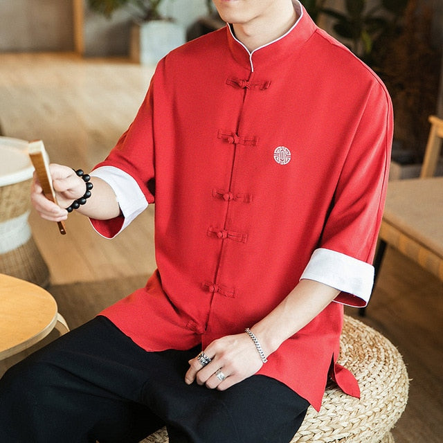 red haori shirt