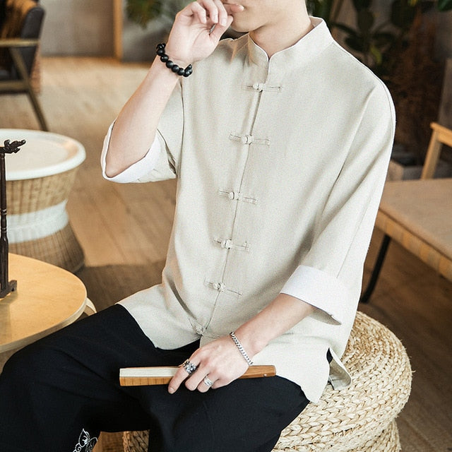 beige haori shirt