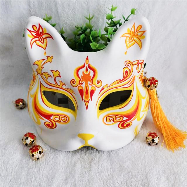 yellow kitsune mask