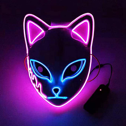 anime glowing led kitsune mask