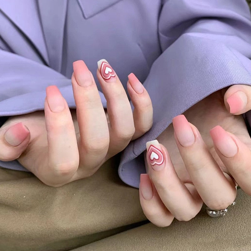 peach pink artificial nails