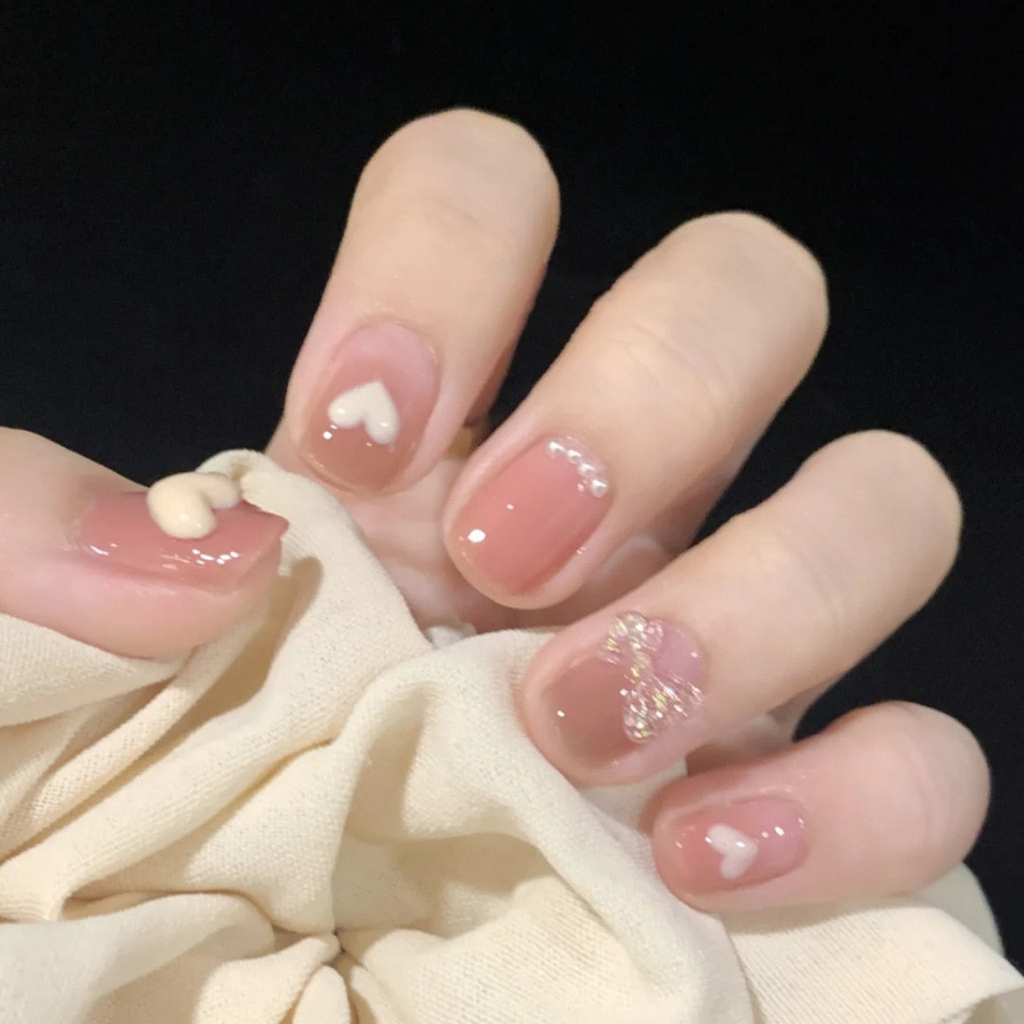 peach pink artificial nails
