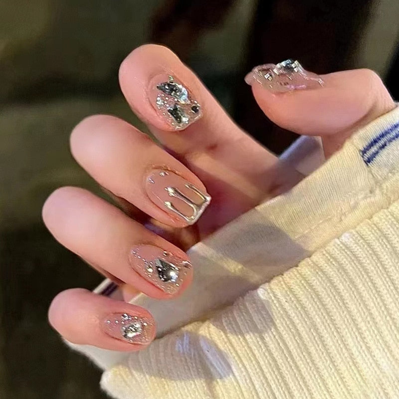 peach pink artificial nails