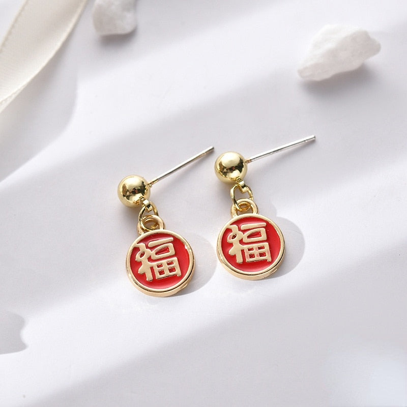 red rose season earrings