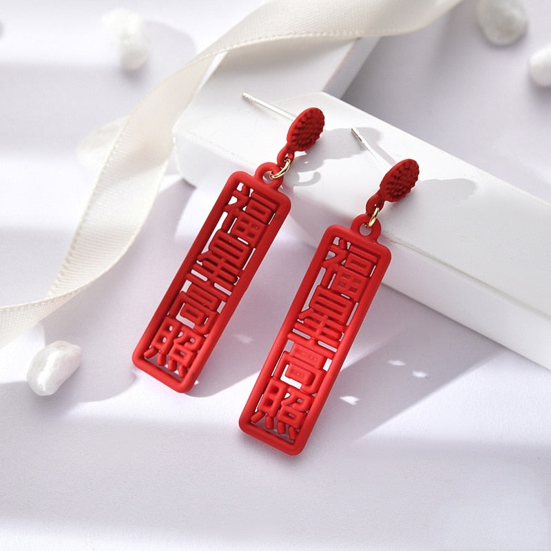 red rose season earrings
