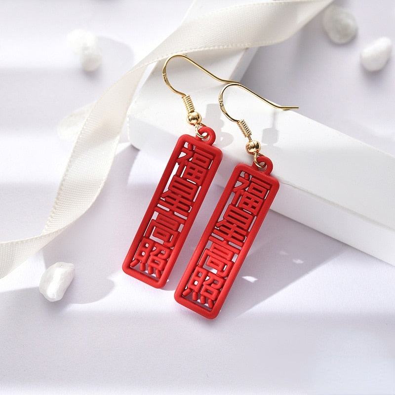 red rose season earrings