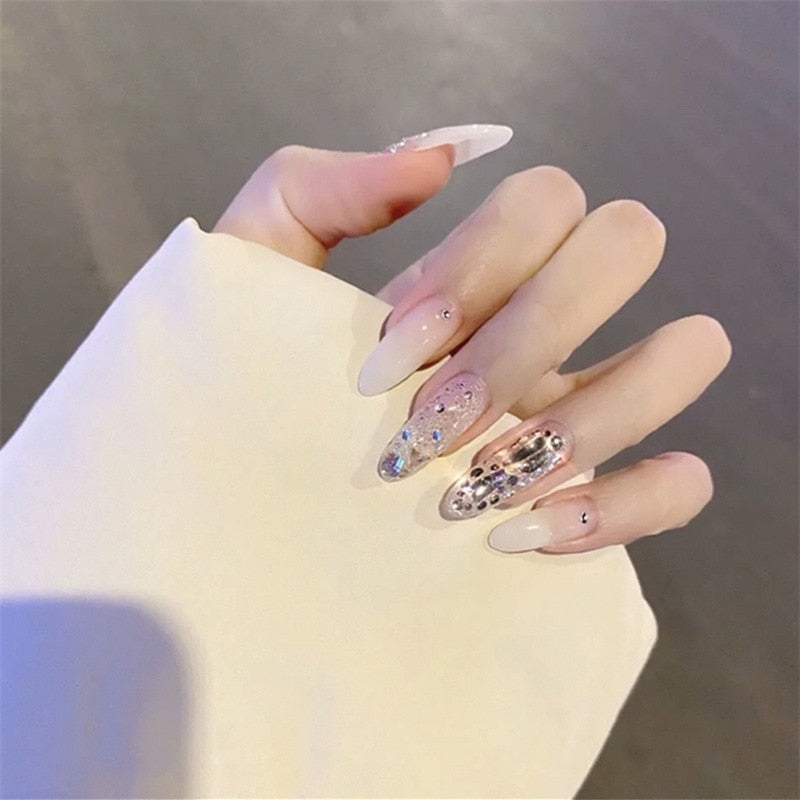 peach pink artificial nails