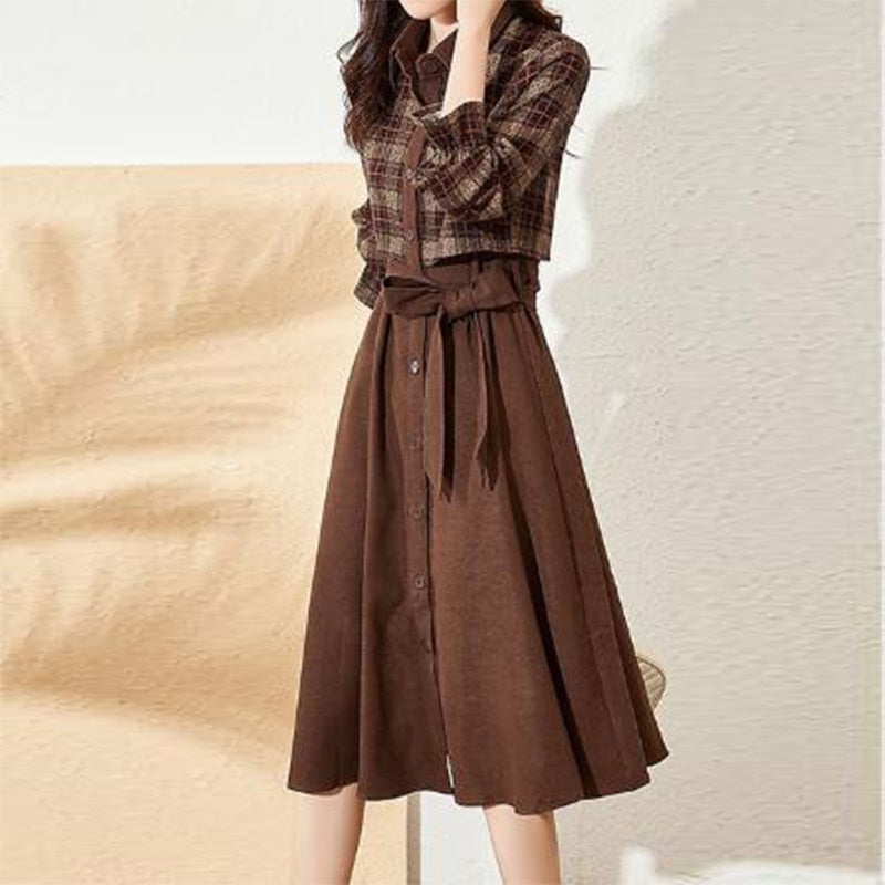a-line belt japanese dress