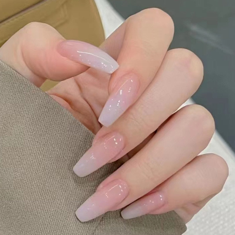 peach pink artificial nails