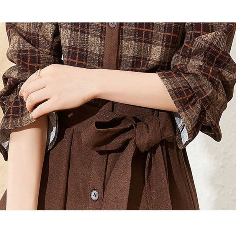 a-line belt japanese dress
