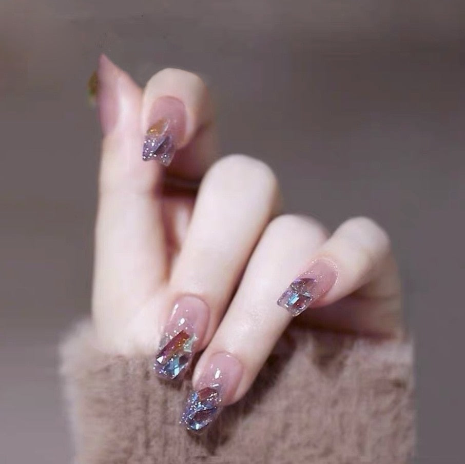 peach pink artificial nails