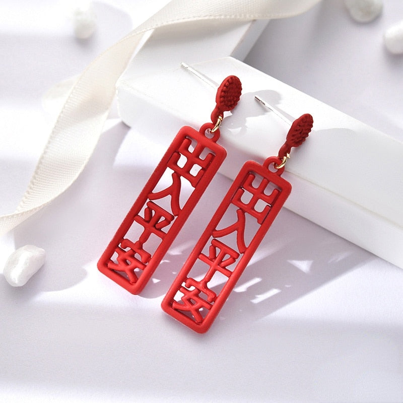 red rose season earrings