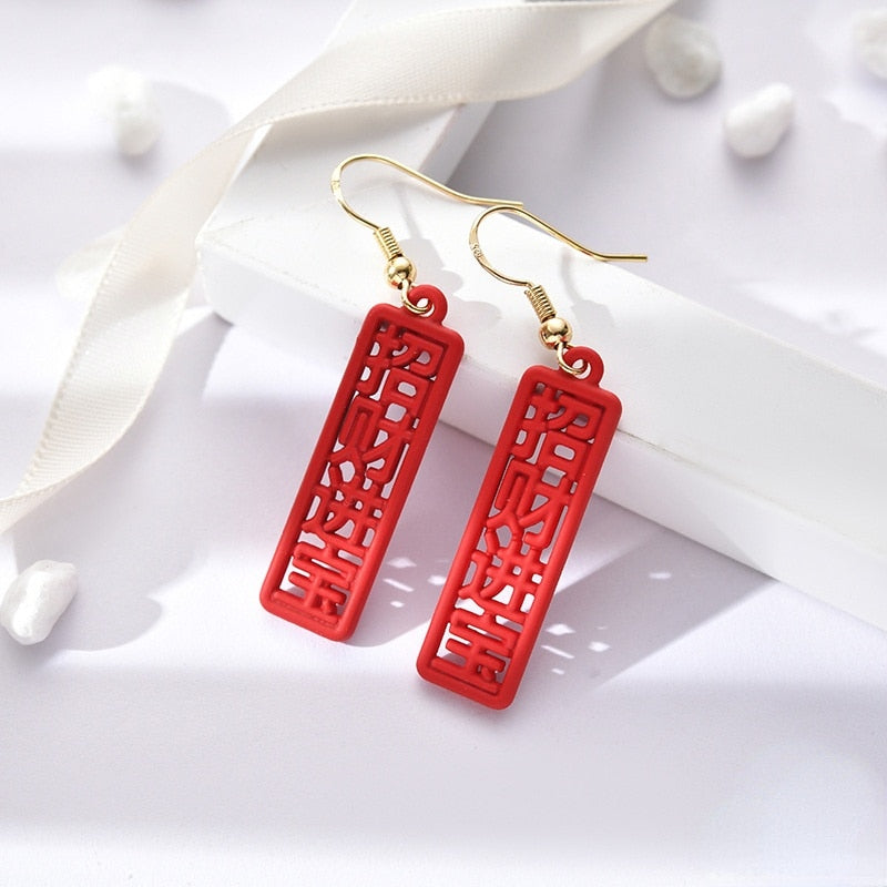 red rose season earrings
