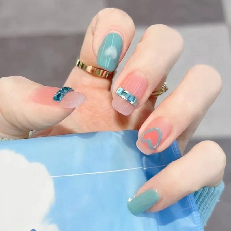 peach pink artificial nails