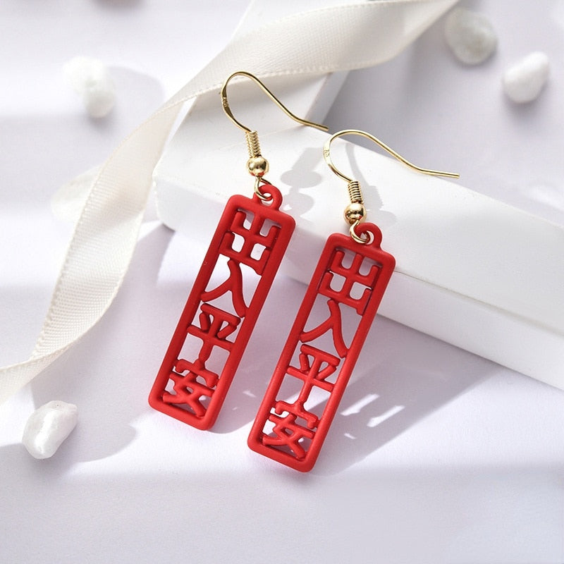 red rose season earrings