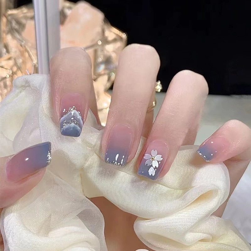 peach pink artificial nails
