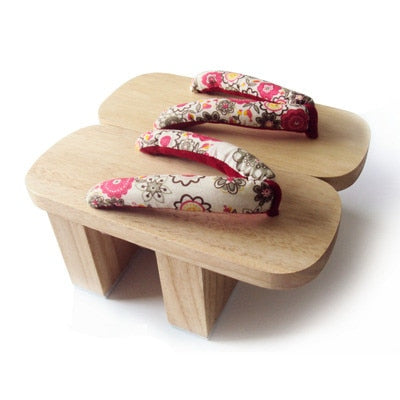 white japanese wooden sandals