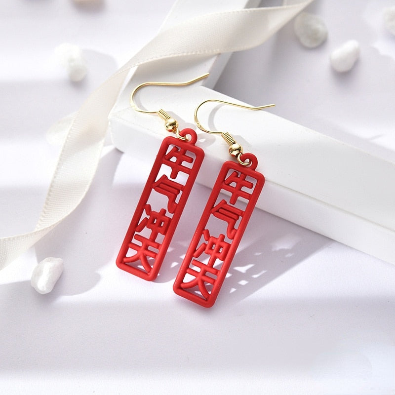 red rose season earrings