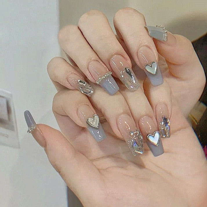 peach pink artificial nails