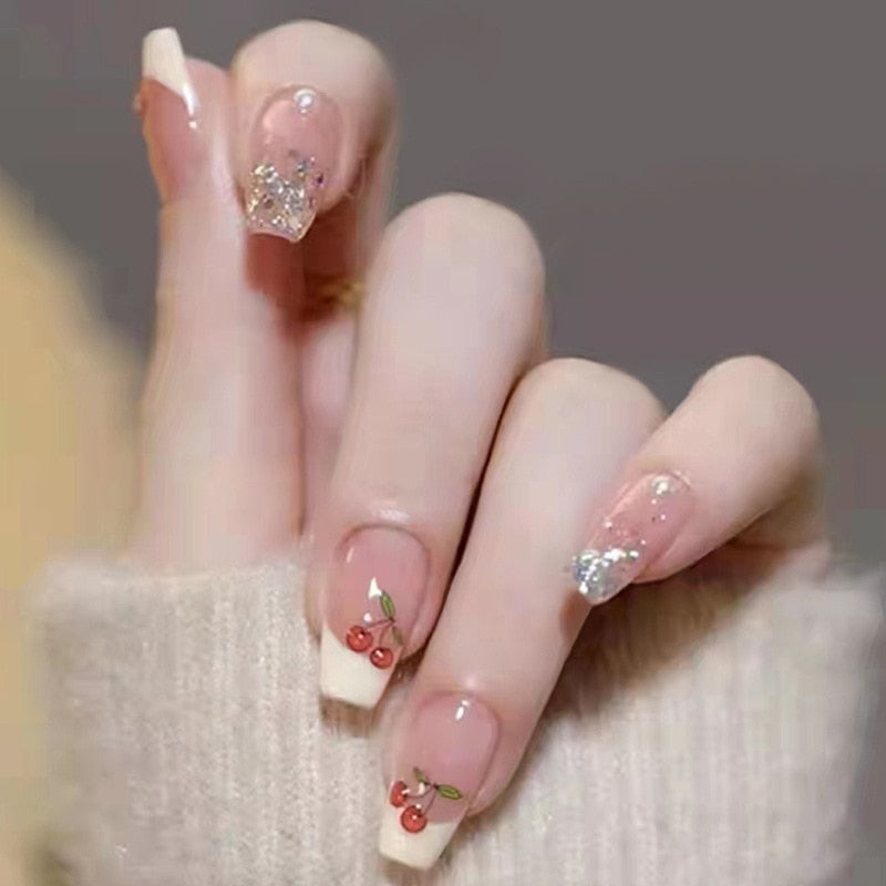 peach pink artificial nails