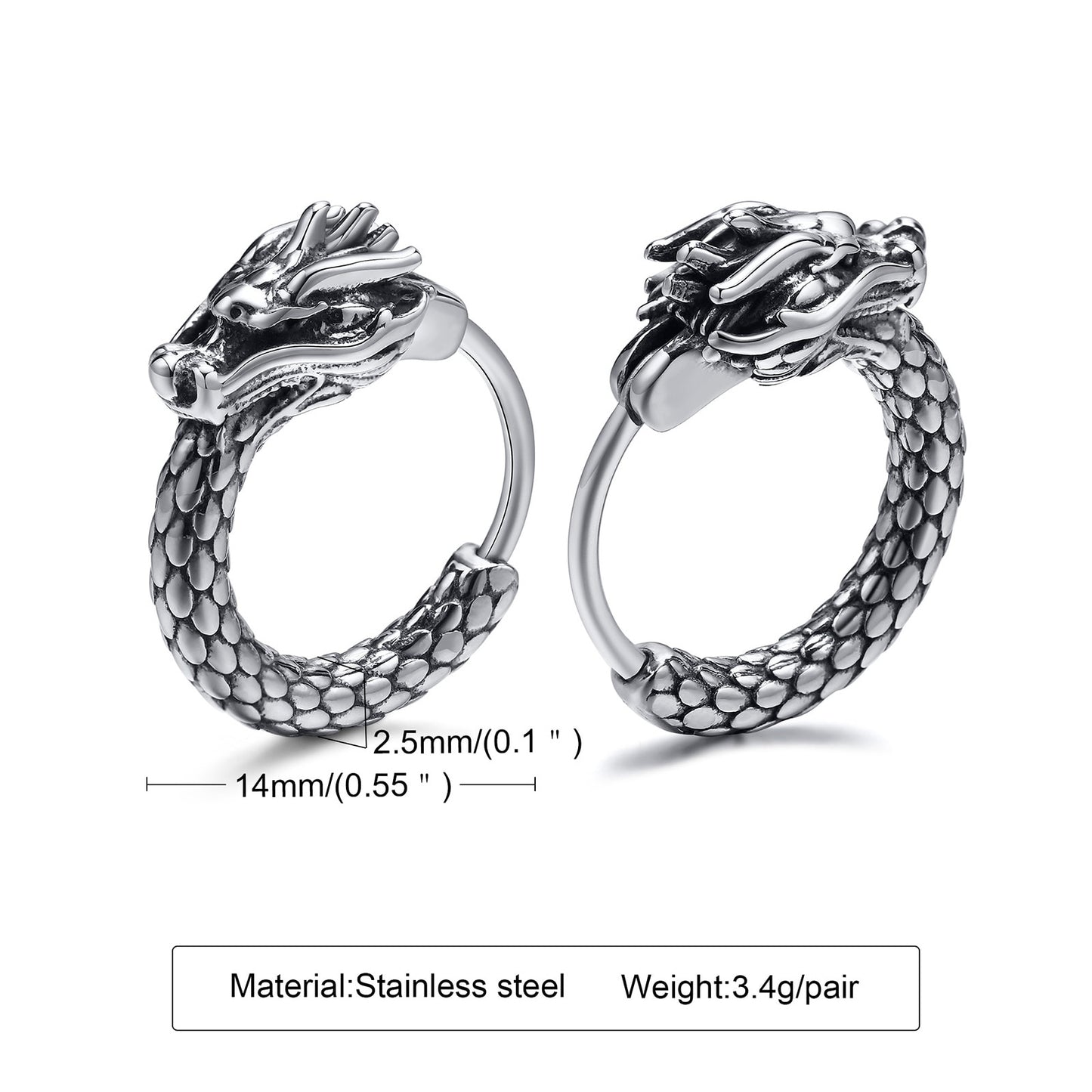 mens dragon earring size