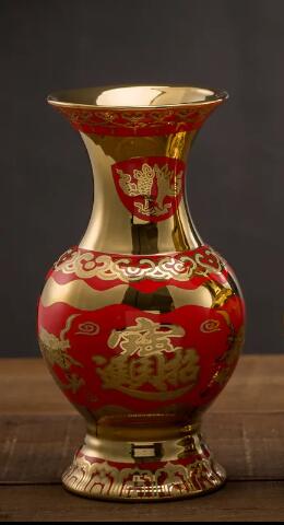 golden ceramic vase