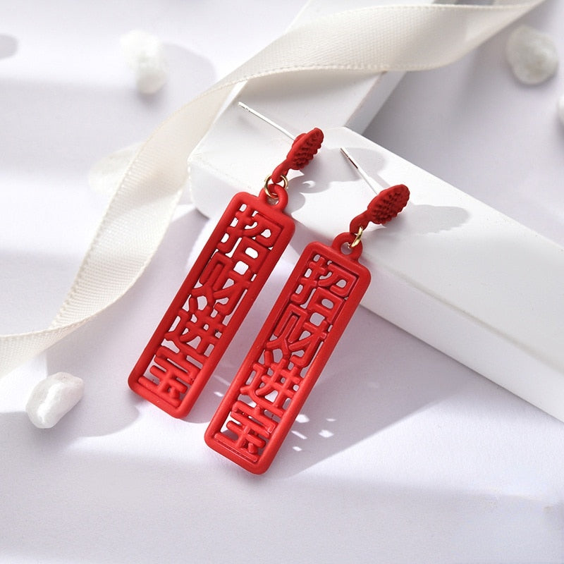 red rose season earrings