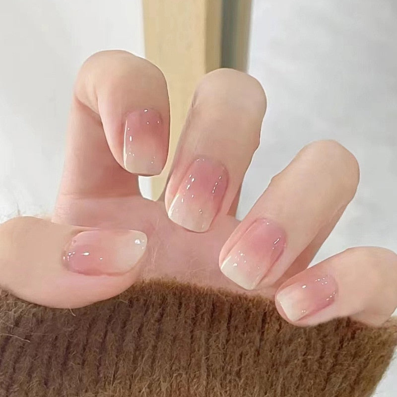 peach pink artificial nails