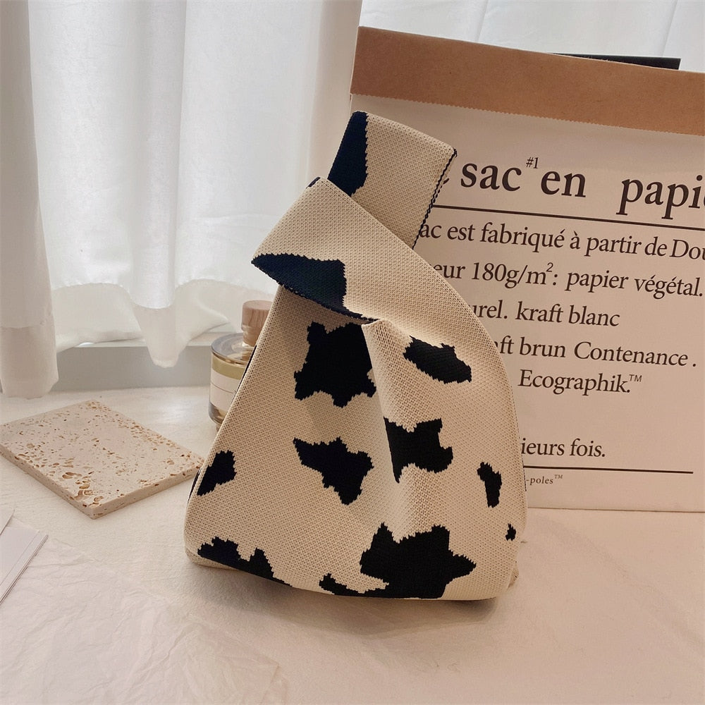 geometric rug knot bag