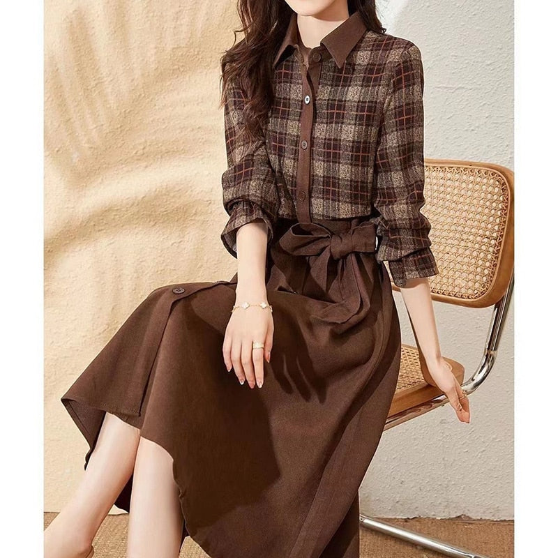 a-line belt japanese dress