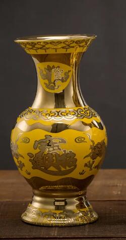 golden ceramic vase