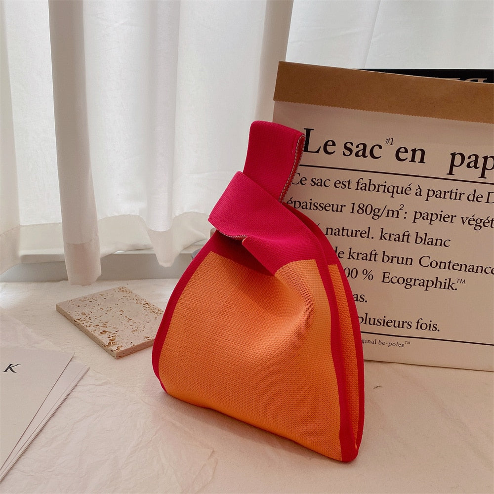 geometric rug knot bag