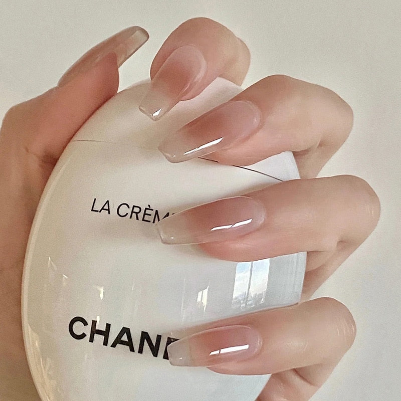 peach pink artificial nails