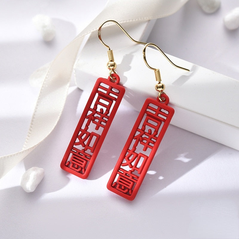 red rose season earrings