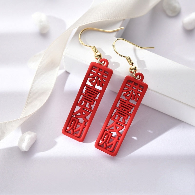 red rose season earrings
