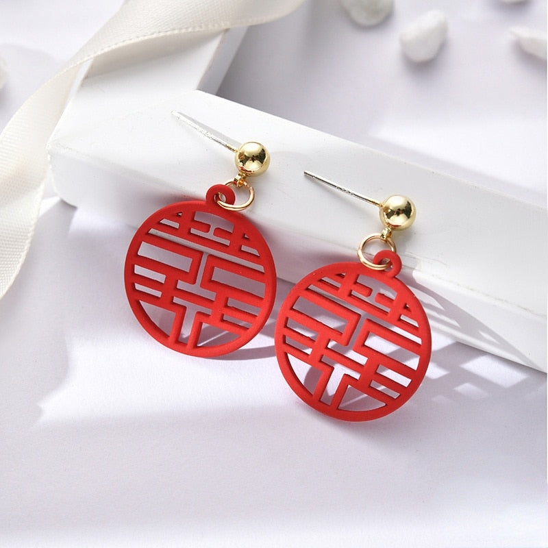 red rose season earrings