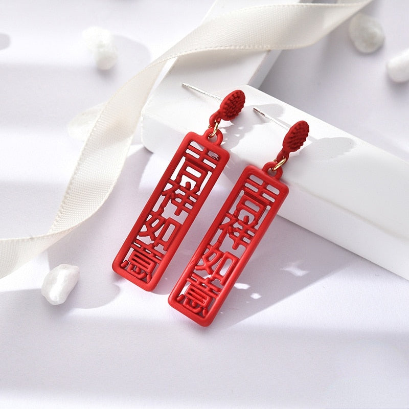 red rose season earrings