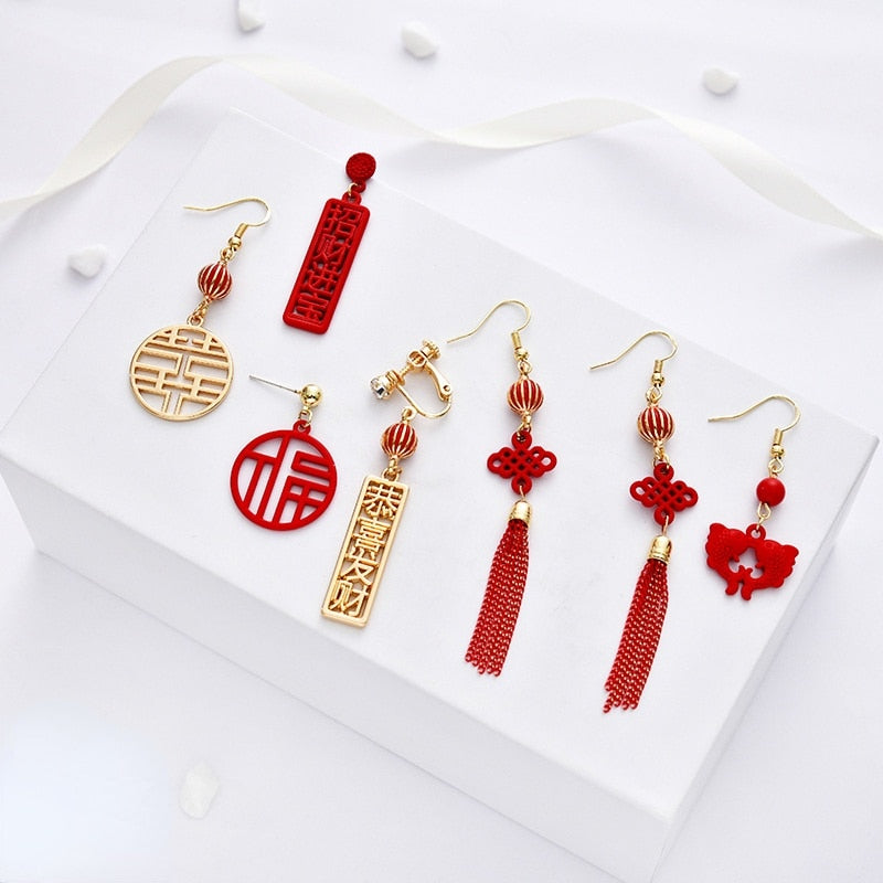 red rose season earrings