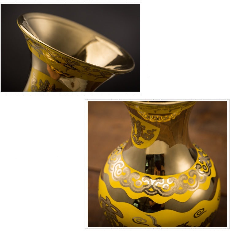 golden ceramic vase