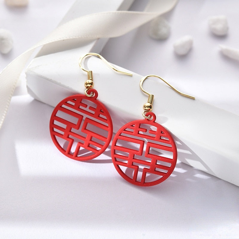red rose season earrings