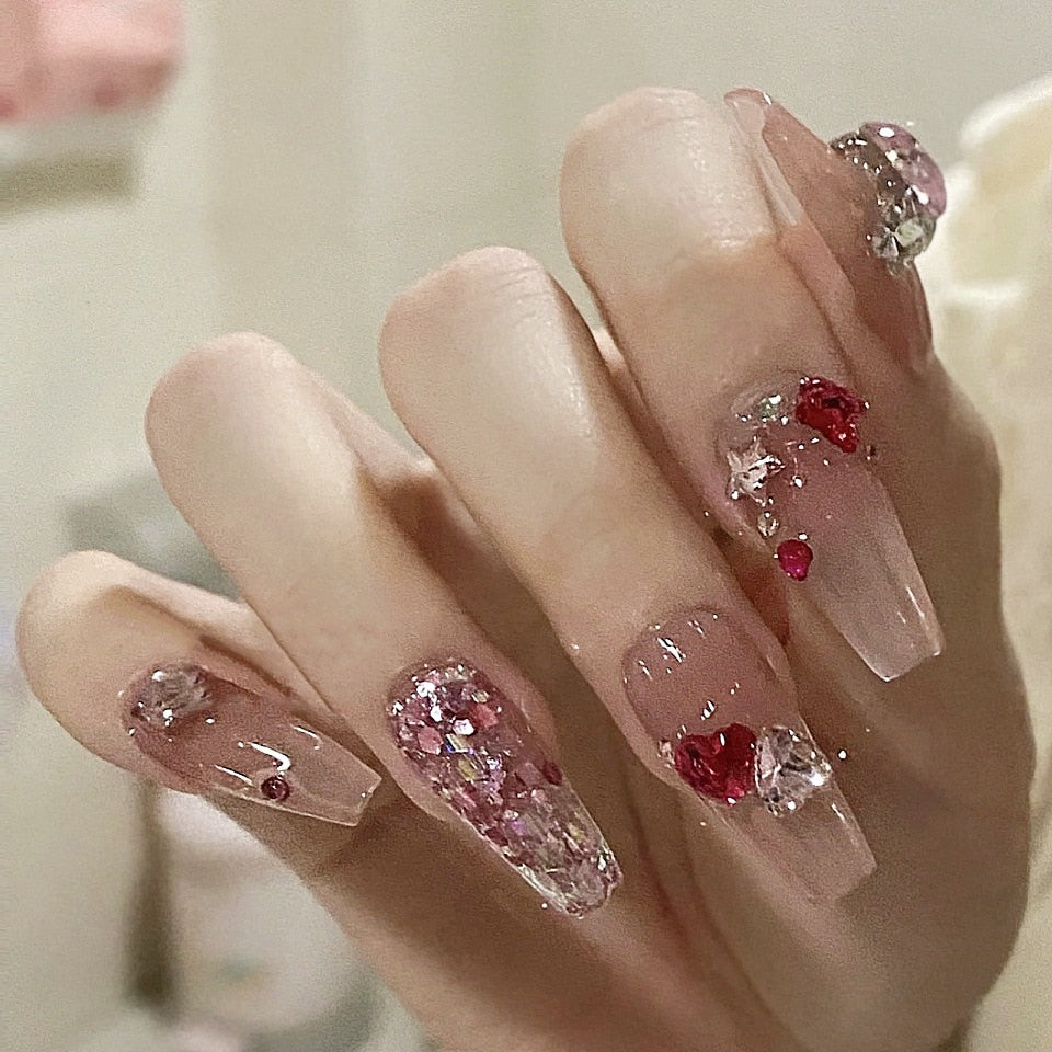 peach pink artificial nails