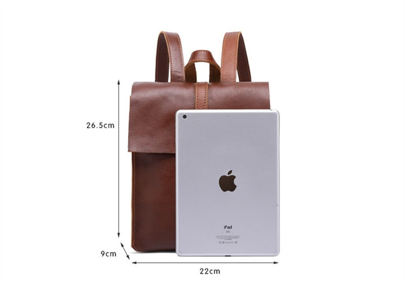 handmade leather backpack size