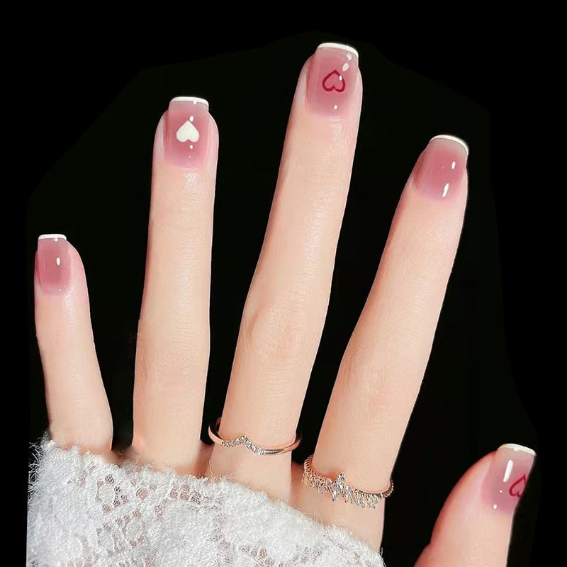 peach pink artificial nails