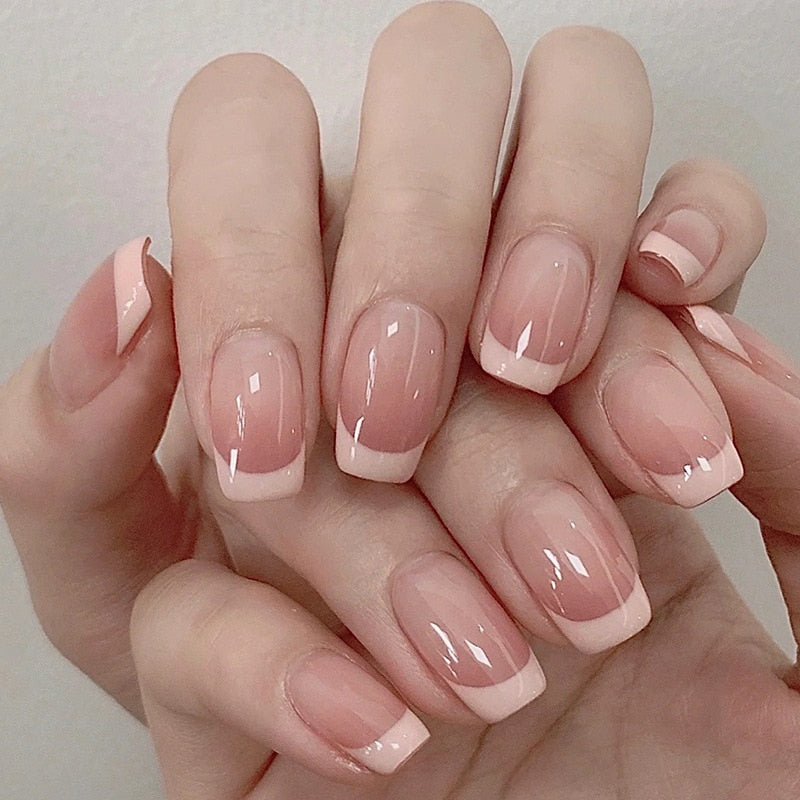 peach pink artificial nails