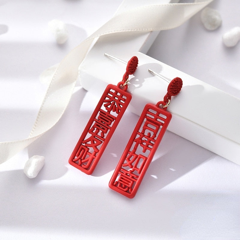 red rose season earrings