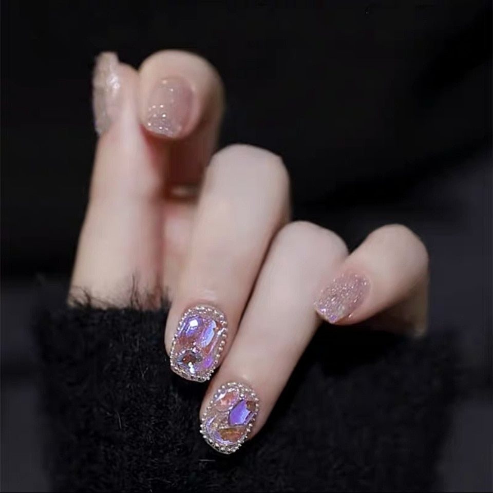 peach pink artificial nails